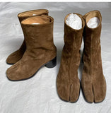 KYLETHOMASW  -  Split Toe Tabi Boots Genuine Leather Chunky Heels Ankle Boots for Women Winter Short Booties Tabi Ninja Chelsea Botas Mujer