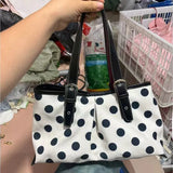 KYLETHOMASW  -  Japanese Retro Polka Dot Tote Bag Women Fashion Large Capacity Shoulder Bag Ladies Lightweight Commute Casual Underarm Bag Chic