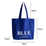 KYLETHOMASW  -  Blue Canvas Tote Bag Letter Printing Student Schoolbag With Zipper Shoulder Shopping Bags For Woman