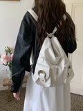 KIylethomasw Vintage Grunge Y2k Handbags Women Hot Girls Pockets PU Leather White Backpacks Ladies Harajuku Aesthetic Crossbody Bags