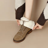 KYLETHOMASW  -  Autumn Winter Women Ankle Boots Office Ladies Casual Genuine Leather Wool Low Heels Comfortable Shoes Woman High Quality