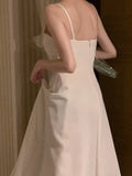 KYLETHOMASW  -  Elegant White Midi Dress Women Vintage Party Prom Spaghetti Strap Black Dresses Korean Formal Occasion Bodycon Vestidos