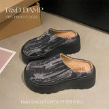 KYLETHOMASW  -  Female Shoes Cover Toe House Slippers Platform Winter Footwear Luxury Slides Fur Flip Flops Loafers 2025 Soft Designer Plush