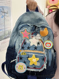KYLETHOMASW  -  Retro Cowboy Color Matching Backpack Female Japanese Sweet Lovely Girl Y2k All-match Bag College Student Small Backpack