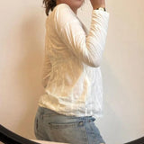 KYLETHOMASW  -  T Shirts Women Vintage Lace Patchwork Hollow Out V Neck Long Sleeve Ruffles Fashion Sweet Tops Female Autumn Tee Shirt