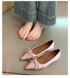KYLETHOMASW  -  Ballerina Satin Women's Flat Shoes Comfort Non-slip Pointed Toe Ladies Loafers Flats Elegant Bowknot Women's Single Shoes