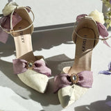 KYLETHOMASW  -  high heels for woman green purple wedding heels bow bridal heels designer shoes Lolita cosplay heels y2k heels rose