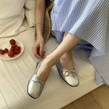 KYLETHOMASW  -  Women Flats Soft Leather Eelgant Dress Shoes Autumn Spring Brand New Round Toe Shallow Slip On Ladies Casual Ballet Shoes