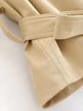 KYLETHOMASW  -  Fashionable And Versatile With Belt Khaki Trench Coat Women Long Sleeve Lapel Collar Autumn Winter Loose Windbreaker