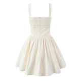KYLETHOMASW  -  Sexy Elegant Women Cotton Sleeveless Dresses Square Neck Low Waist Summer Party Mini Dress Fit And Flare Graduation Clothing