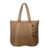KYLETHOMASW  -  Premium Sense Straw Woven Tote Bag Large Capacity Women Shoulder Bag Tassel Design Handmade Beach Bag