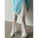 KYLETHOMASW  -  Designed Lace Mesh Pants Summer Thin Versatile Straight Pants High-waisted Hollow Floor-length Flared Trousers