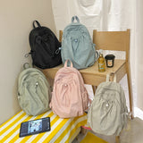 KYLETHOMASW  -  Women's Drawstring Ruched Lightweight Backpack Minimalist Casual Aesthetic Daily Simple Solid Color School Bag New Trend