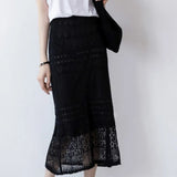 KYLETHOMASW  -  Bohemian Knitted Mermaid Skirts Women Spring Summer Solid Korean Fashion Faldas Mujer Retro Sweet Long Skirt