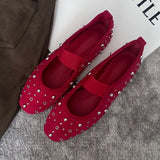 KYLETHOMASW  -  Retro Rivet Designer Ballet Flats Women Fashion Suede Round Toe Mary Jane Shoes Comfort Shallow Flats Shoes Zapatos De Mujer