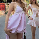 KYLETHOMASW  -  Patchwork Lace Dress Women Bandage Tassel v-Neck Backless Sleeveless Sweet Style Summer Fashion Street Party Bodycon