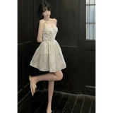 KYLETHOMASW  -  Slimming Shiny Fluffy Suspender Dress for Women French Style Waistband Summer Dress New Temperament Vestido