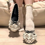 KYLETHOMASW  -  Polka Dot Mary Jane Shoes Women Sweet Ruffle Internal Elevation Shoes Ladies Soft Sole Slip on Daily Comfort Dress Footwear