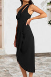 Kylethomasw Women One Shoulder Ruched Bodycon Cutout Slit Wrap Party Cocktail Dress Popular Oblique Shoulder Party Evening Wedding Dress Y2k