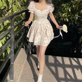 KYLETHOMASW  -  Print Floral Mini Dresses Puff Sleeve Mori Girl Style Sweet Spring Summer Women Dress Korean Fashion Vestidos Mujer
