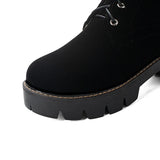 KYLETHOMASW  -  Lace-up Winter Shoes Women Snow Boots Real Fur Boots Women Knee High Suede Thick Heel Warm Outdoor with Zip Big Size 43