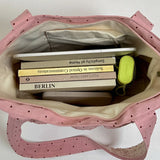 KYLETHOMASW  -  Polka Dot Lace Tote Bag Large Capacity Women's Shoulder Bag Student Commuter Handbag with Contrast Trim Lightweight Shopping Bag