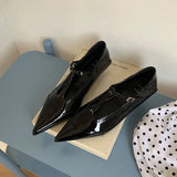 KYLETHOMASW  -  New Spring Fashion Non-Slip Women Mary Janes Flats Shoes Comfort Footwear  Pointed Toe Female Buckle T-Strap Ladies Flats Shoes
