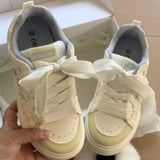 KYLETHOMASW  -  New Women Blue Plaid Patchwork Thick Platform Sneakers Lace Up Non Slip Casual Board Shoes Kawaii All Match Daily Footwear