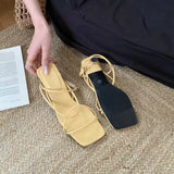 KYLETHOMASW  -  Fashion Womens Shoes 2025 Sandals Stiletto Heels Suit Female Beige All-Match Luxury Girls Low New Comfort High Retro Summer
