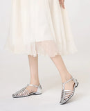 KYLETHOMASW  -  Flat Sandals Women's French Retro Roman Sandals Women's Summer Outer Wear Flat-soled Bag Head Hollow Woven Pig Cage Shoes Women