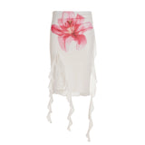 KYLETHOMASW  -  Fashion Floral Print Elegant French Chic Women Skirts Summer Causal Slim Fit Ribbons Skirts