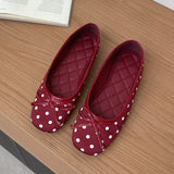 KYLETHOMASW  -  White Black Polka Dot Bow Ballet Flats Women Round Toe Slip on Ballerina Shoes Casual Loafers