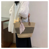 Kylethomasw Cross Border Scarf Straw Woven Shoulder Bag 2024 New Summer French Commuter Shoulder Bag Leisure Large Capacity Woven Bucket Bag