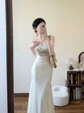 KYLETHOMASW  -  French-style Slimming New Summer Design Sense Tulle Flower Elegant Fishtail Lace Cami Dress