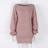 KYLETHOMASW  -  Trendy Long Sve Knitted Loose Sweater Dr One oulder Batswing Sle Spring Autumn Winter Commute Faion Single Piece