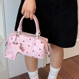 KYLETHOMASW  -  Korean Sweet Cute Polka Dot Handbag Women Star Suede Large Capacity Boston Bag Ladies Harajuku Fashion Casual Crossbody Bag Chic