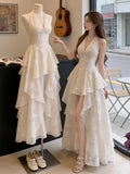 KYLETHOMASW  -  France Sweet Slash Neck Holiday Dress Women's Summer New Design Fashion Elegant Fairy Irregular Seaside Dress Female Clothing