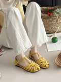 KYLETHOMASW  -  Summer Fashion Weaving Hollow Flat Bottom Baotou Comfortable Soft Bottom Sandals for Women's Casual Versatile Sandals