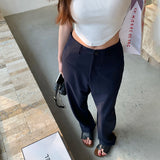 KYLETHOMASW  -  Spring Summer High Waist Casual Suit Pants Women Korean Style Fashion Wide Leg Cargo Pants Female Streetwear Vintage Trousers