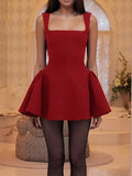 KYLETHOMASW  -  Women Elegant Square Neck A-line Evening Mini Dresses Banquet Sleeveless Backless High Waist Dress Lady Summer Party Vestidos