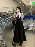 KYLETHOMASW  -  College Style Korean Style Loose Waist-hugging Slim Suspender Dress for Female Students Japanese Mid-length Strap Skirt Suit