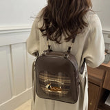 KYLETHOMASW  -  Cute Dachshund Backpack Women Retro Plaid Patchwork Large Capacity Daypack Ladies Student Multi Function Versatile Shoulder Bags