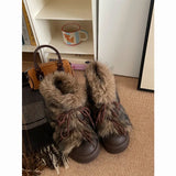 KYLETHOMASW  -  Designer Brand Retro Plus Pile Thickening Increase Thick Soled Snow Boots Women's New Winter Warm Plush Cotton Boots