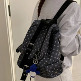 KYLETHOMASW  -  Japanese Casual Preppy Dots Backpack Women Students Sweet Kawaii Y2k Aesthetic Schoolbags High-capacity All Match Ins Backpacks