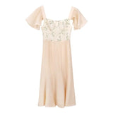 KYLETHOMASW  -  French Elegant Flying Sleeve Floral Dress for Women Summer Stylish Splicing Square Neck Slimming A-line Long Dress