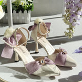 KYLETHOMASW  -  high heels for woman green purple wedding heels bow bridal heels designer shoes Lolita cosplay heels y2k heels rose