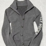 KYLETHOMASW  -  Early Autumn New Gray Sweatshirts Stand Collar Single Breasted Jackets American Vintage Long Sleeve Coat Women