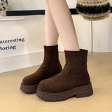 KYLETHOMASW  -  Women Chelsea Ankle Boots Autumn 2025 Suede Snow Short Botas Platform Mid Heels Women Shoes Designer Brand Casual Sport Boots
