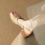 KYLETHOMASW  -  Women Summer Fashionable Thick Heel Open Toe Sandals Female New Versatile Retro Square Head Shoes High-heeled Slippers