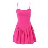 KYLETHOMASW  -  Sexy Rose Pink Bra Corset style Spaghetti Strap Mini Dress Women Backless Party Skater Low Waist Short Sling Robe Vestido